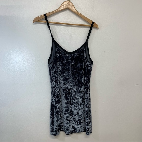 Top Shop Velvet Mini Slip Dress 4  Gray Shimmer Stretch Tunic Fairy Grunge Boho - Picture 4 of 11